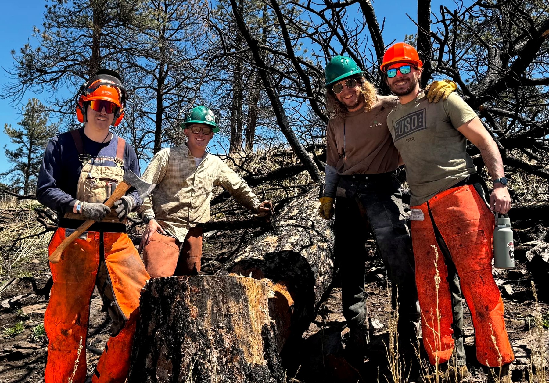 Volunteers working together on a restoration project